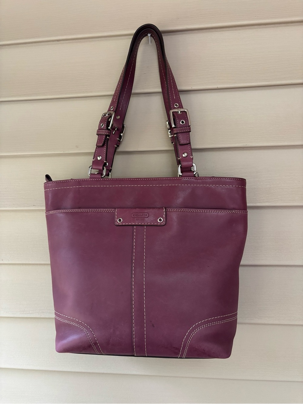 Vintage Coach Hamilton Lilac Purple Smooth Leather Tote Handbag F13089
